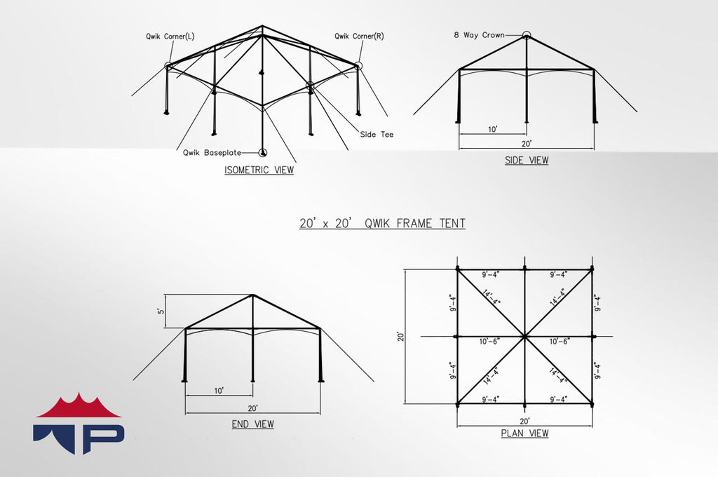 20x20x8 Qwiktop Frame Tent Complete | UW – Tent Pros