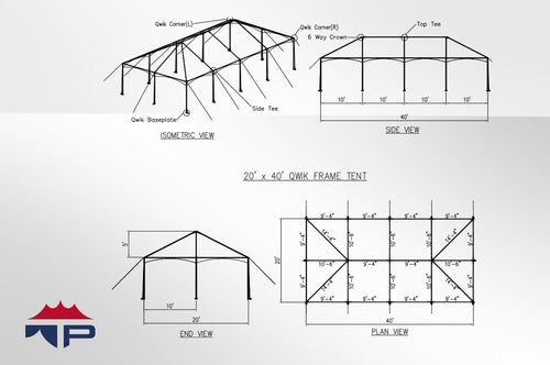 20x40x8 Qwiktop Frame Tent Complete | UW