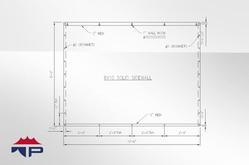 8'x10' Solid Wall- White