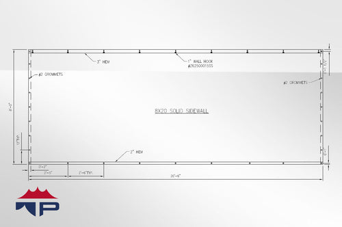 8'x20' Solid Wall- White