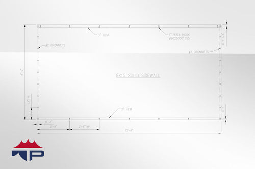 8'x15' Solid Wall- White